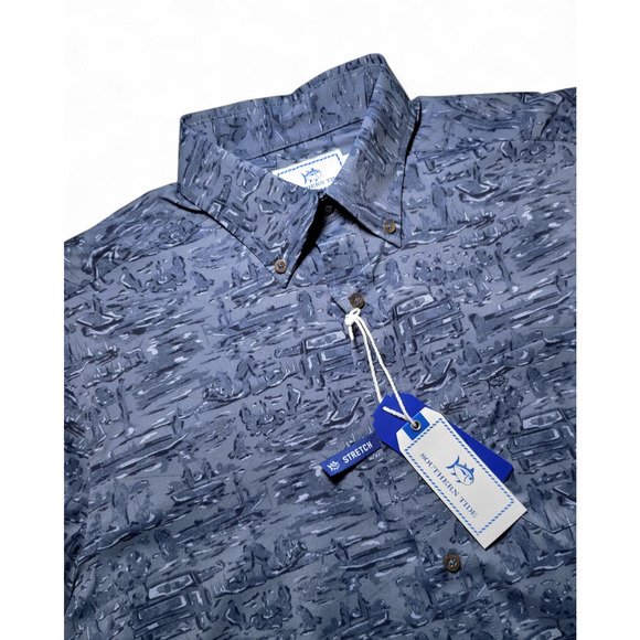 NWT SOUTHERN TIDE Cliff Intercoastal Performance‎ Shirt Blue Size S MSRP $125 - Picture 2 of 9